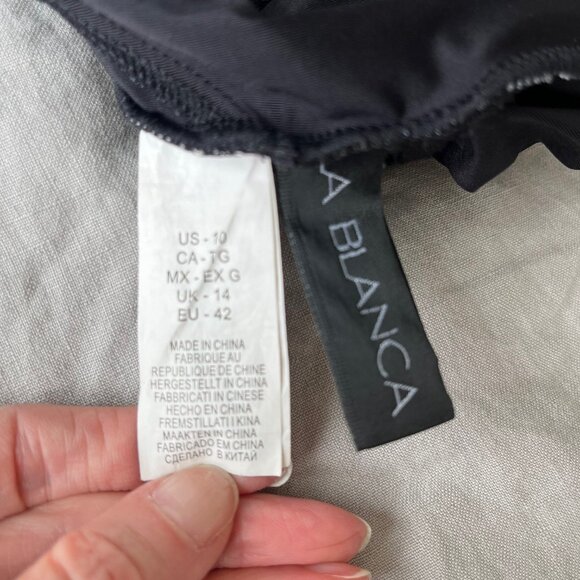 La Blanca, "Dirty Martini", lace-back one-piece, black, size 10 - Picture 6 of 6